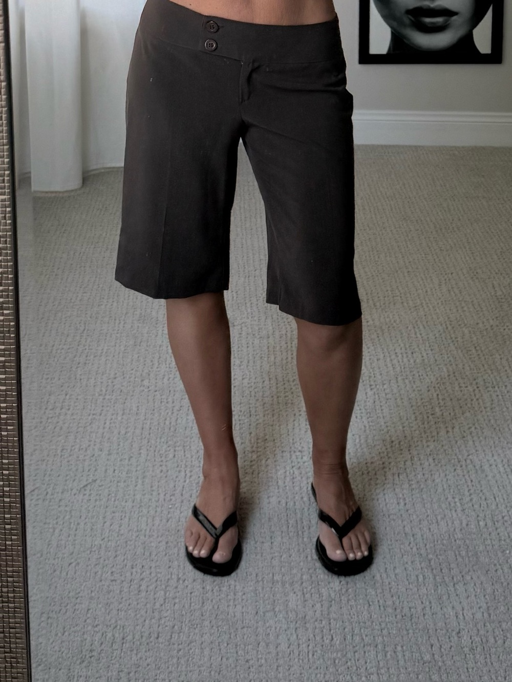 Y2K Vintage Brown Knee-Length Bermuda Shorts Capris